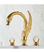 Gold Swan sink faucet 3 Hole 8&quot; widespread lavatory basin mixer tap Crys... - $407.47 CAD