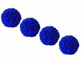 Smokeless Scented Pack of 4 Blue Rose Flower Ball Shape Designer Candle for Any  - £20.13 GBP