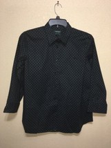 Ralph Lauren Womens Polka Dot Long Sleeve Button Front Shirt Black Green Sz M - £67.40 GBP