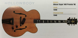 1940 Gibson Super 400 Premier NE Hollow Body Guitar Fridge Magnet 5.25"x2.75" - £3.06 GBP