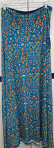 NEW LuLaRoe Medium Blue Coral Army Green Lime Aztec Geometric Slinky Maxi Skirt - £34.60 GBP
