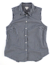 Re-Imagined by J Crew Women&#39;s Sleeveless Top S Blue Gingham Plaid - $13.37