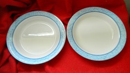 Corelle Blue Crackle Flat Rimmed Soup Bowl Lot Of 2 Rare Free Usa Shipping - £36.62 GBP