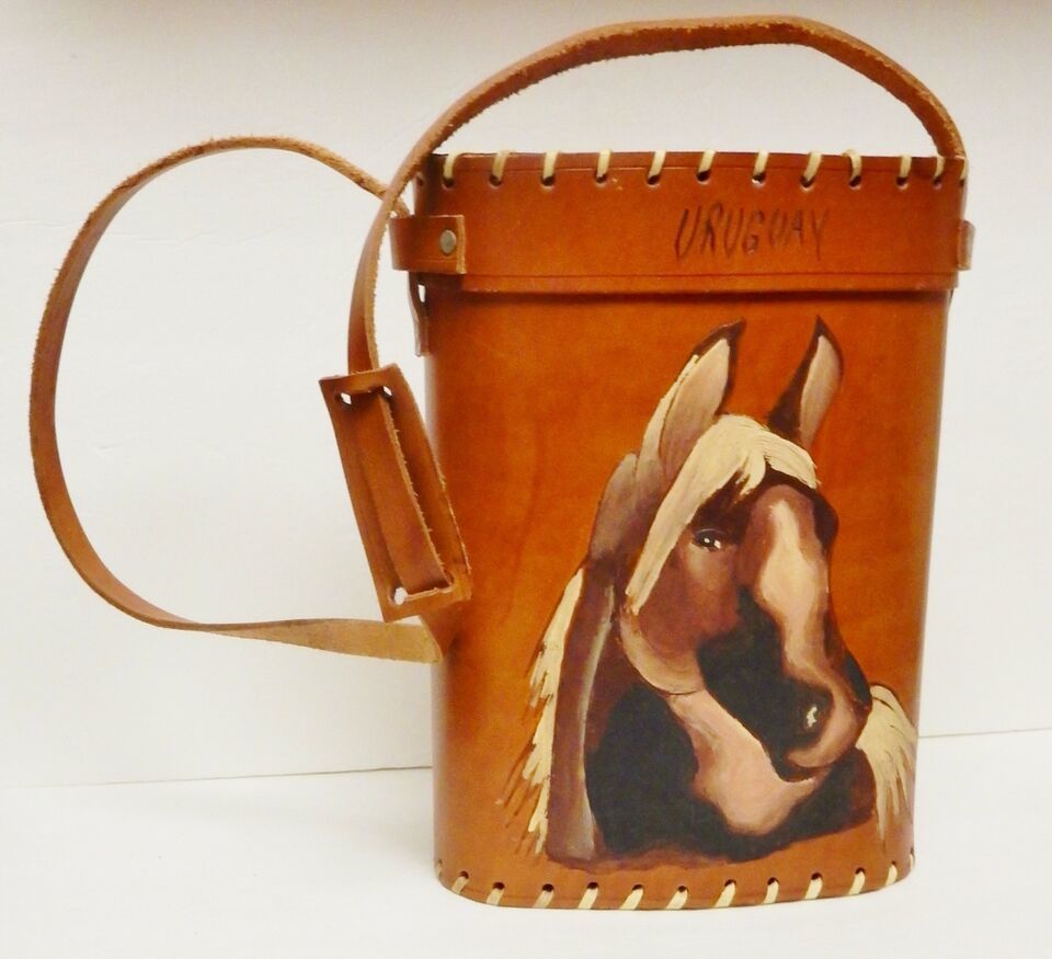 Primary image for URUGUAY LEATHER BAG Shoulder Crossbody Camera Tote Western Horse Hand Made VTG