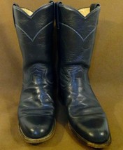 Justin Roper Dark Navy Leather Cowboy Boots Women&#39;s Size 5.5 B Style L3057 - £22.62 GBP
