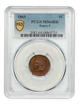 1865 1C PCGS MS64RB (Fancy 5, Bronze) - £440.81 GBP