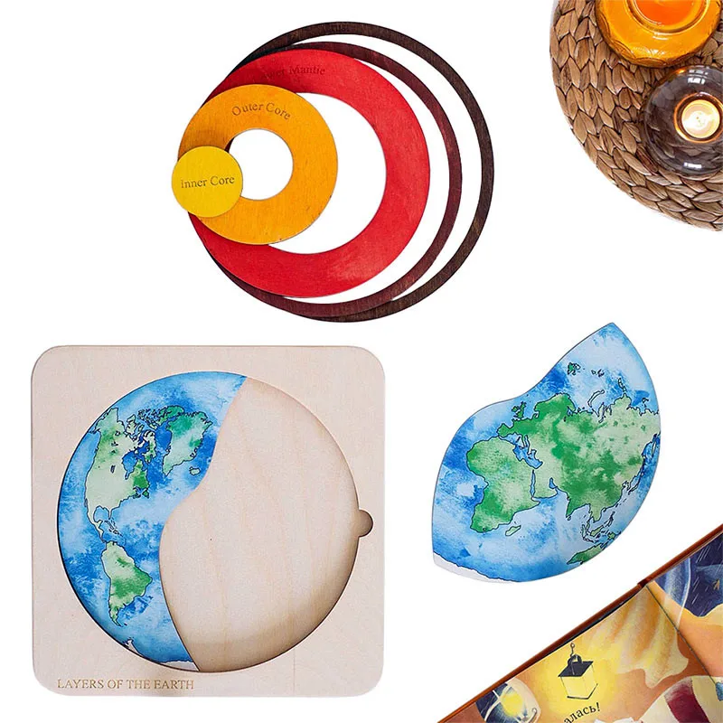 Montessori Wooden Earth Puzzles Toys Geological Layer Cognitive Geographic - £15.92 GBP