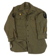 Vintage US Army M37 Green Wool Field Shirt with Gas Flap Size 15/32 Patches - $59.39
