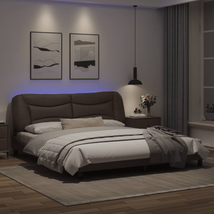 Modern Grey Faux Leather Super King Size Bed Frame With LED Lights Headb... - $393.40