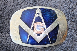 German silver belt buckle- Mason / Masonic temple- NEW - $1,903.64 MXN
