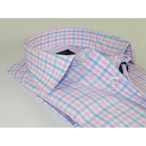 Men 100% Cotton Shirt Manschett Quesste Turkey Slim Fit 6019-01 Pink Checkers image 5