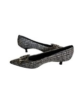 STUART WEITZMAN Tweed Crystal Rhinestone Pumps Kitten Heel Pointy Toe 5 - $74.25