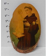 Saint Anthony with child oval religious Plaque Made of REAL TREE BARK Ne... - €21,14 EUR