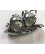 Federal Pewter #200 Salt And Pepper Shaker With Serving Tray vintage - $27.14 CAD