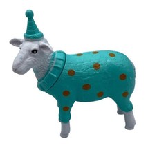 Party Sheep  Aqua Hat Polka Dot Sweater Cake Topper Figurine Your New Be... - £11.65 GBP