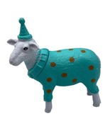 Party Sheep  Aqua Hat Polka Dot Sweater Cake Topper Figurine Your New Be... - £11.76 GBP