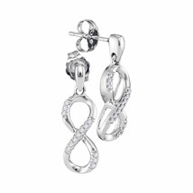 10k White Gold Diamond Infinity Love Anniversary Dangle Earrings 1/10 - £239.90 GBP