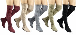 Cecey-5 Over the Knee Thigh High Almond Toe Snug Fit Zipper Flat Riding ... - $39.99