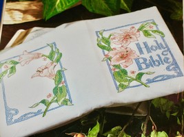 Bucilla Lilies Bible Cover Stamped Cross Stitch #64201 - £6.10 GBP