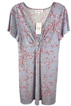 PINK ROSE Women&#39;s Floral Dress Short Sleeve V-Neck Size L Purple - £15.50 GBP