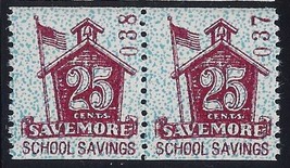 25c &quot;Savemore&quot; School Savings Cinderella Stamp (Type3) for Schermack Machine MNH - $14.99