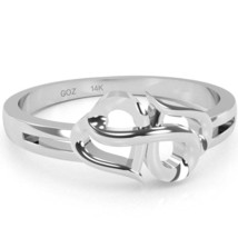 Split Shank Infinity Loop 2 Hearts Love Ring In Solid 14k White Gold - £194.78 GBP