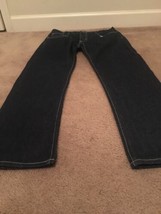 Mecca Men&#39;s Blue Jeans Zip &amp; Button Pockets Straight Fit Size 34  - £55.99 GBP
