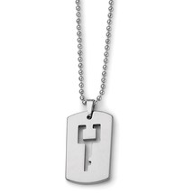 Tungsten Dog Tag Key Mens Pendant Necklace Jewelry 22&quot; 38mm x 21mm - £40.03 GBP