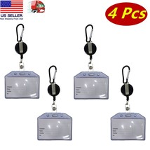 4 Pcs Id Card Holder Badge Reel, Belt Clip, Aluminum Keychain, Waterproo... - $6.92