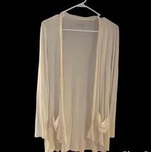 Small Logo By Lori Goldstein Off White Cardigan Open Front with Pockets - £21.16 GBP
