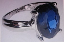 Radiant 4ct. Blue Solitary Sapphire in 925 Sterling Silver Ring, Sz. 9 1/8&quot; USA - £22.49 GBP