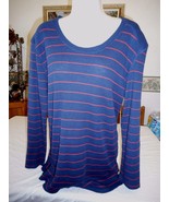 Women&#39;s Levi&#39;s Long Sleeve Shirt Size Large Navy &amp; Red Stripes NEW - £17.44 GBP