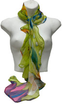 Vintage Green Floral Butterfly Sheer Scarf - 76 in. long - £10.08 GBP