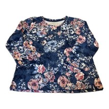 Allison Daley Women Top Size Petite Small PS Floral 3/4 Sleeve Shirt Blouse Blue - £18.45 GBP