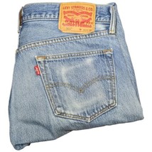 Levis 501 Button Fly Jeans Mens Size 35X38 Blue Denim Pants (ACTUAL 34x35) - £43.20 GBP