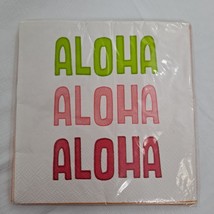 Aloha Party Napkins Green Pink Red Orange 10 Count - £5.45 GBP