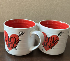 Spectrum Set of 2 Coffee Mugs New Valentines Day Heart Love Arrow I Love... - £27.50 GBP