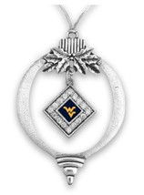 48585 WVU West Virginia University Mountaineers Rhinestone Bulb Ornament - £14.19 GBP