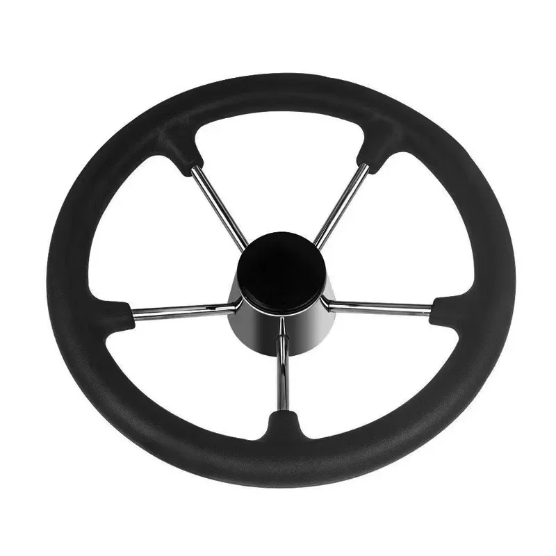 Marine Hardware 11.5 Inch Stainless Steel 5 Spoke  Steering Wheel with Black - £63.94 GBP