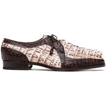 Caribe Rustic Caiman Crocodile Dress Derby's Shoes White / Brown image 2
