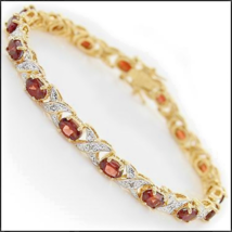 7.34 Cts Natural Garnet and Diamond 18KGP Bracelet - $261.25