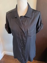 Nwot Donna Karan Black Label Black Silk Blend Shirt Sz It 44/US 8 - £151.82 GBP