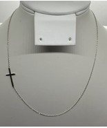 Religious Cross Necklace Side Silver Tone Chain Necklace 17.5&quot; - €12,65 EUR