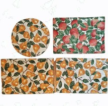 4 Fruit Placemats Apple Pear Rectangle and Round Gold Green Red - $14.01