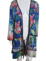 NEW Ali Miles Women&#39;s  Printed Woven Fly Away Kimono XL Floral Sweater - £40.12 GBP