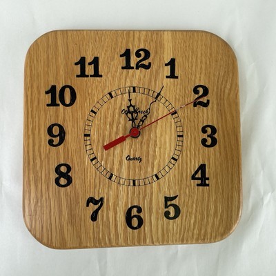 Vintage Otter Creek Solid Wood Block Wall Clock Quartz Square Blonde Tes... - $22.27