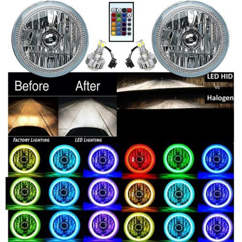 Primary image for 7" RGB COB Multi-Color White Red Blue Green Halo Angel Eye 6K LED Headlight Pair