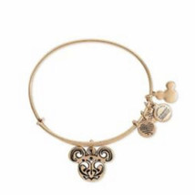 ALEX and ANI Disney Authentic Ears Icon Bangle Bracelet in Antiqued Gold... - $44.54