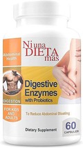 NI UNA DIETA MÁS, Digestive Enzymes w/Probiotics Dietary Supplement 60caps 03/24 - $8.70