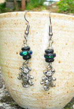 Grateful Dead Dancing Bear Dangle Earrings  Deadhead  Handmade Jewelry Hippie - £15.97 GBP